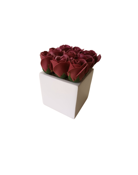 Vaso Quadrado C/Rosas Rosa Velho - Image 1