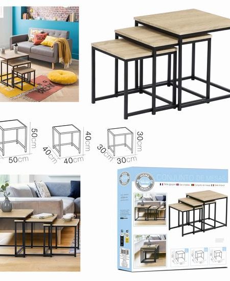 Mesa Apoio Ferro/Madeira 50X50 - Image 1