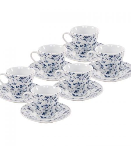 Jogo de 6 Chav.Cafe Flores Azul C/P 90Ml - Image 1