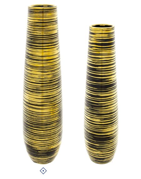 Jarra Cerâmica Preto Riscas Ouro 55X12 - Image 1