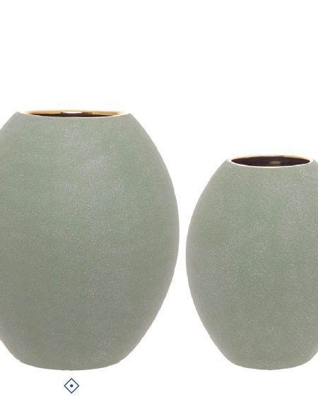 Jarra Oval Decor Verde/Ouro 26X18X12 - Image 1