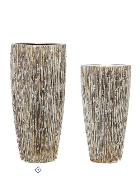 Jarra Cerâmica Relevo Riscada Prata 41X19,5 - Image 1