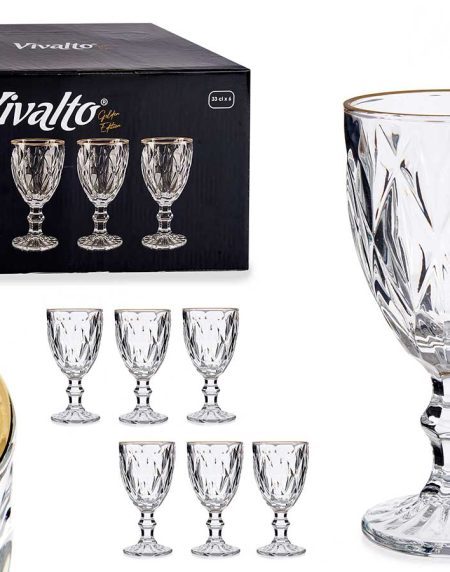 J.6 Copos Diam.Vidro 330Ml Fio Ouro - Image 1