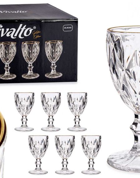 J.6 Copos Diam.Vidro 254Ml Fio Ouro - Image 1