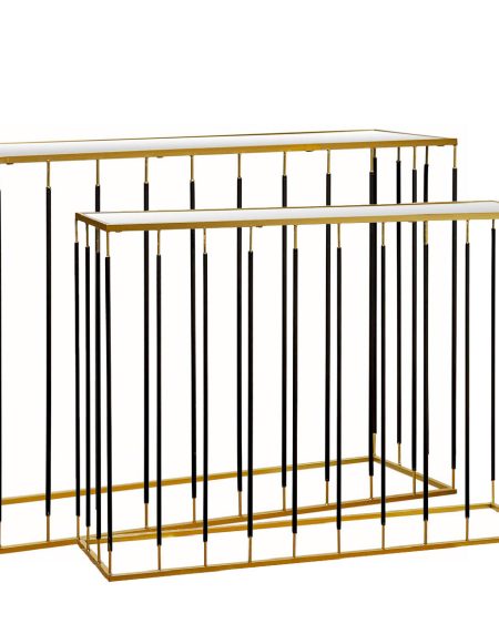 Consola Metal/Espelho Preto/Ouro 107X80X36 - Image 1