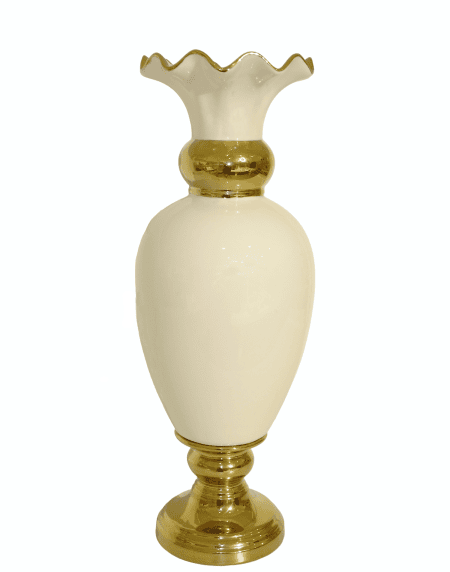 Jarra Porcelana Branco/Ouro 43Cm - Image 1