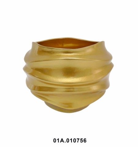 Vaso Cerâmica Bolas Ondas Ouro 24x24 - Image 1