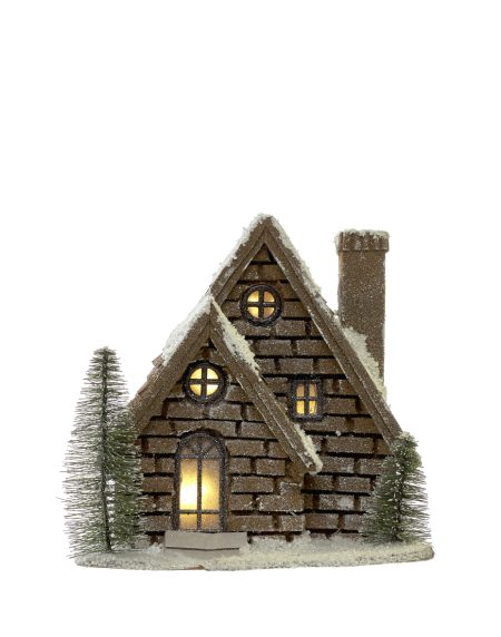 Casa de Madeira Natal c/ Led's 22.5x18.5x34 - Image 1