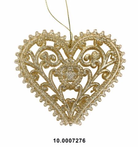 Ornamento de Natal Coração Ouro 9x10 - Image 1