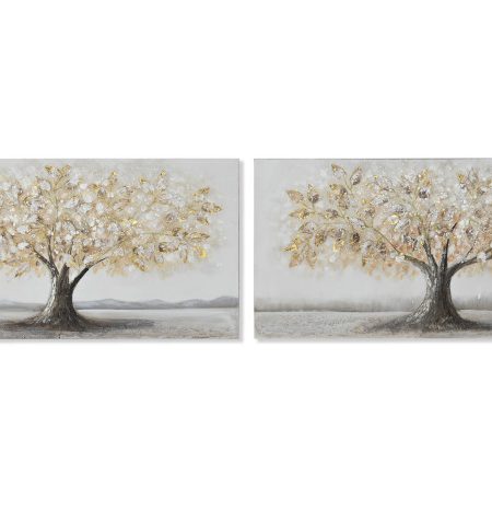 Quadro em tela e MDF árvore dourada Eurokasa