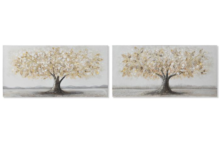 Quadro em tela e MDF árvore dourada Eurokasa