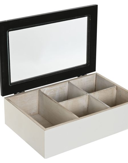 Caixa de Chá MDF c/ Vidro Branco/Preto 23X15X6,5 - Image 3
