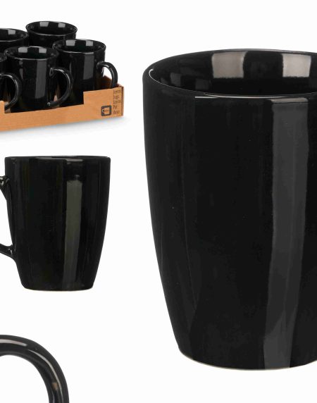 Caneca Cerâmica Pequeno Almoço Preto 330ml - Image 1