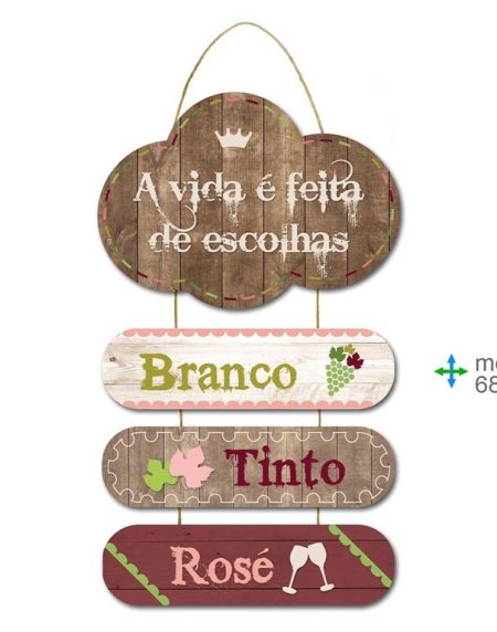 Placa de Parede Vinhos MDF 68x30cm - Image 1