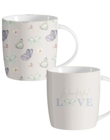 Caneca Pequeno Almoço Porcelana Borboletas 8x10cm - Image 1