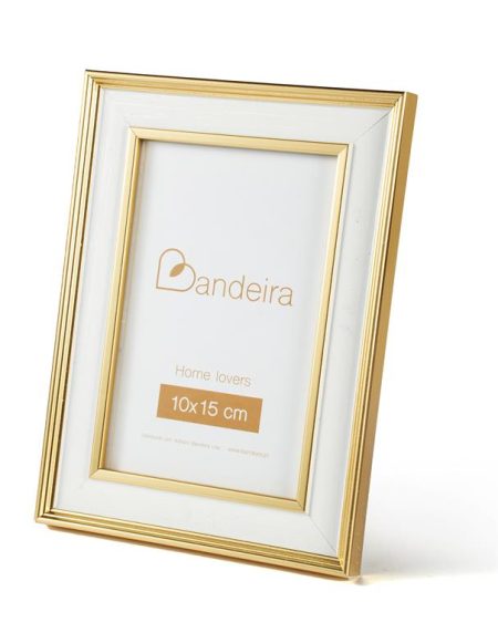 Moldura P/Foto 19X14 Foto 10X15 Ouro/Branco - Image 1