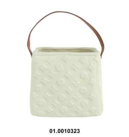 Vaso Cerâmica  Bolsa Creme 17X19X12Cm - Image 1