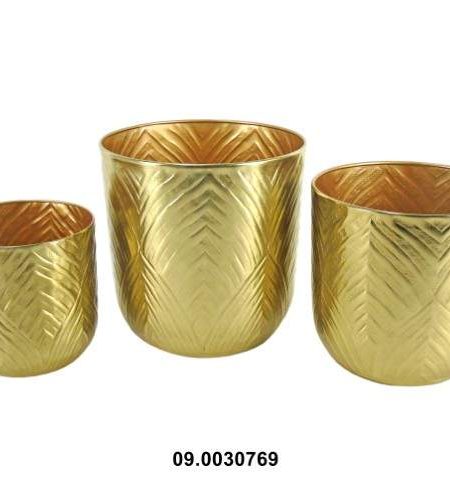 Vaso Metal Ouro Relevo Nº1 25.5x27cm - Image 1