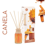Ambientador mikado Aromarte Canela de 50 ml com frasco de vidro e varetas de madeira Eurokasa