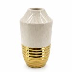 Jarra em cerâmica creme e ouro para decoração de interiores Eurokasa