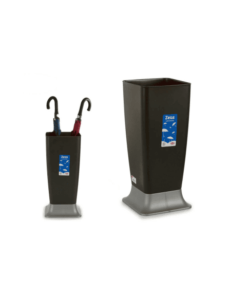 Bengaleiro para guarda-chuvas em pvc antracite com base cinza e formato quadrado cónico Eurokasa