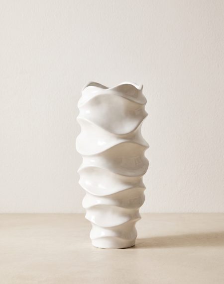 Vaso alto em fibra de vidro ondas branco Eurokasa