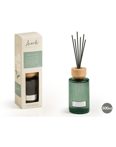Difusor mikado de 500ml/1000ml com aroma a algodão limpo e frasco verde canelado Eurokasa