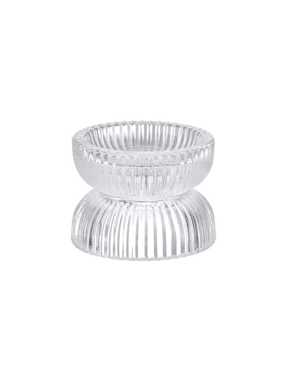 Castiçal em vidro com taça dupla para decoração de mesa Eurokasa
