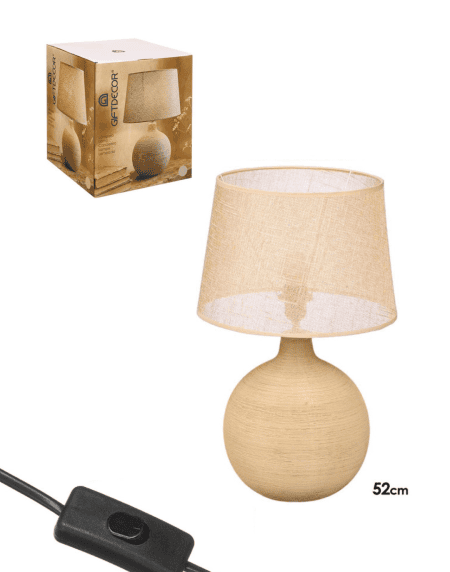 Candeeiro com base em cerâmica texturada e abajur de tecido para decoração de interiores Eurokasa