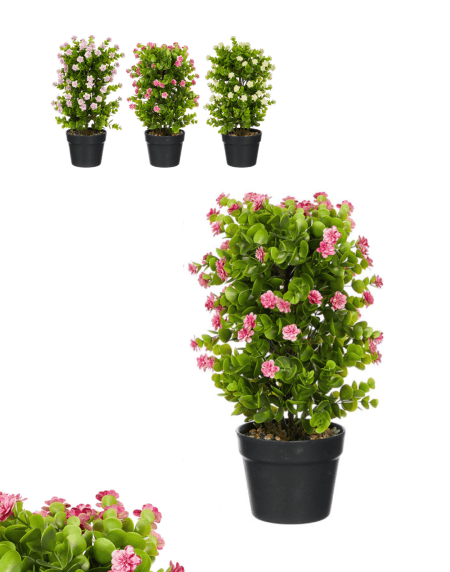 Planta artificial com vaso de folhagem e flores para decoração de interiores Eurokasa
