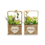 Vaso em vime com pega e arranjo de flores artificiais detalhado Eurokasa