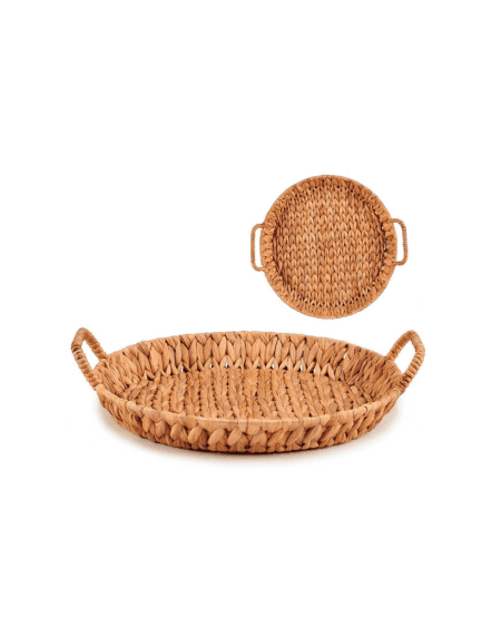 Prato de centro de mesa baixo em vime natural com asas decorativas Eurokasa