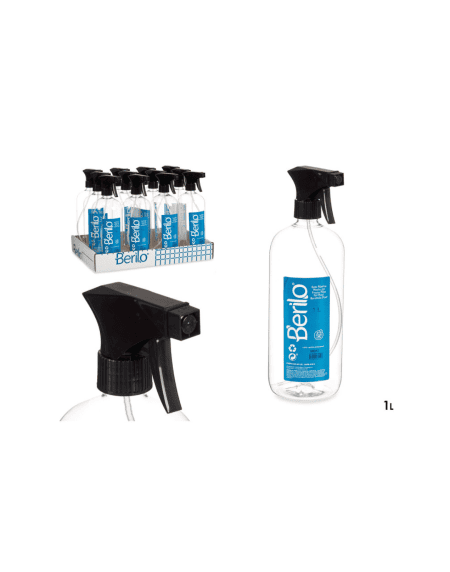 Pulverizador em PVC Berilo de 1000ml transparente com gatilho preto Eurokasa