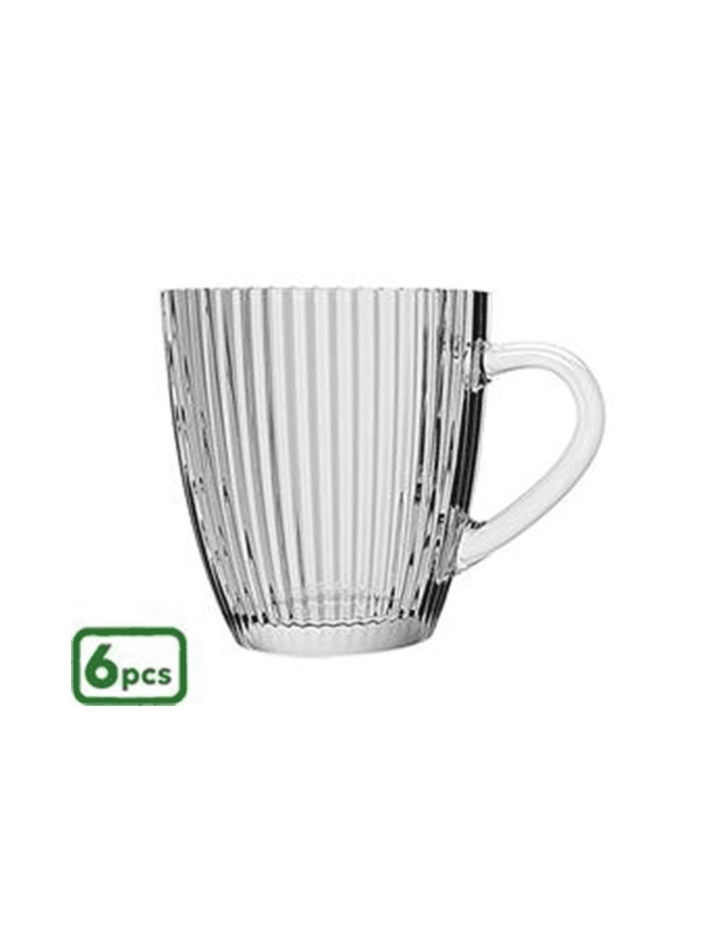 Conjunto de 6 chávenas de vidro transparente com relevo e asa para café ou chá Eurokasa