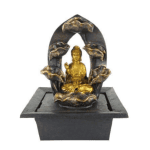 Fonte de água de Buda em resina e PVC com luz iluminada para decoração Eurokasa