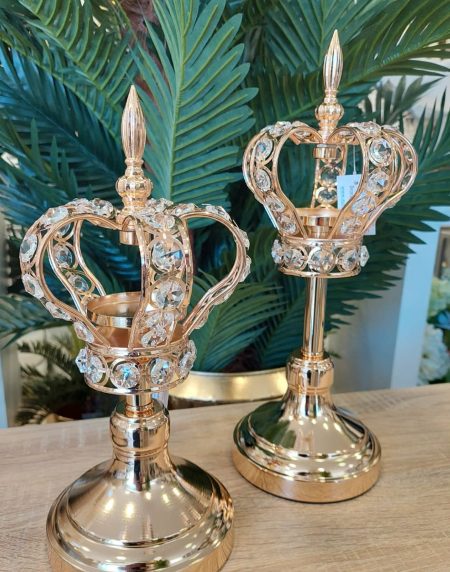 Castiçal em metal com cristal ouro elegante para decoração de interiores Eurokasa