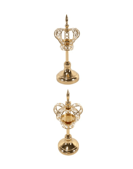 Castiçal em metal com cristal ouro elegante para decoração de interiores Eurokasa