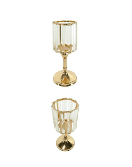 Castiçal em metal e cristal ouro decorativo para uma vela Eurokasa
