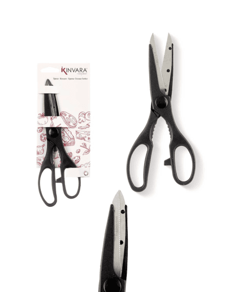 Tesoura de cozinha multiusos em inox com cabo preto Kinvara Eurokasa