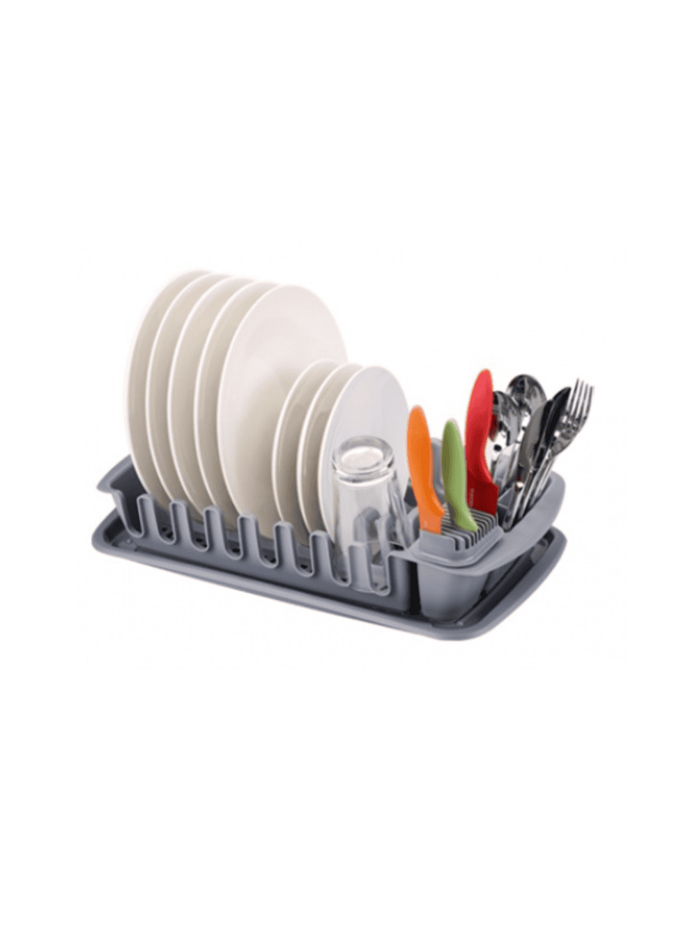 Escorredor de loiça com tabuleiro cinza Tescoma Cleankit desmontável para organização de cozinha Eurokasa