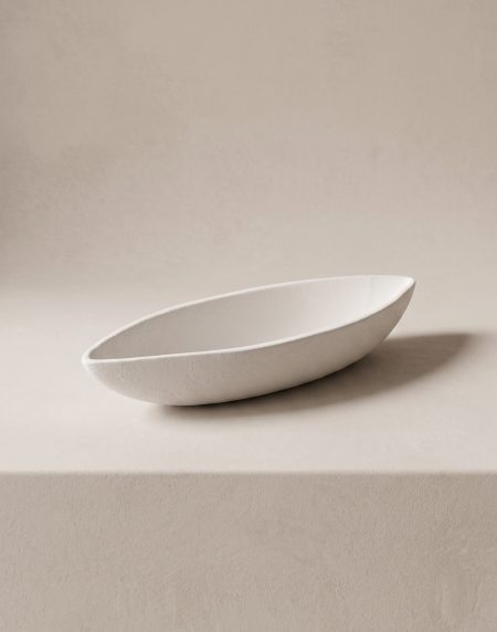 Centro de mesa em cerâmica Barco XXL 80cm bege da Eurokasa