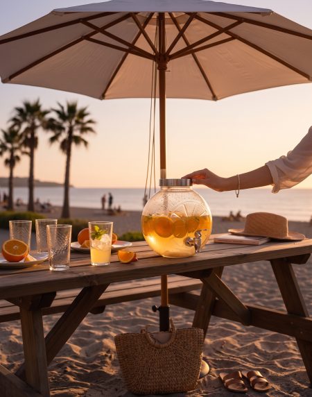 Frasco em vidro com torneira Laranja 5L para bebidas da Eurokasa