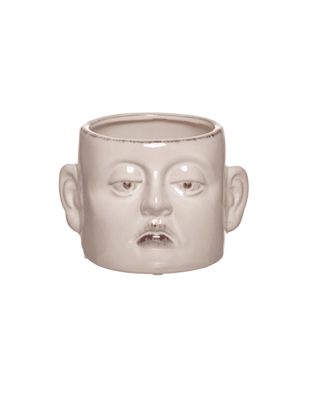 Vaso ceramica decor rosto creme Eurokasa