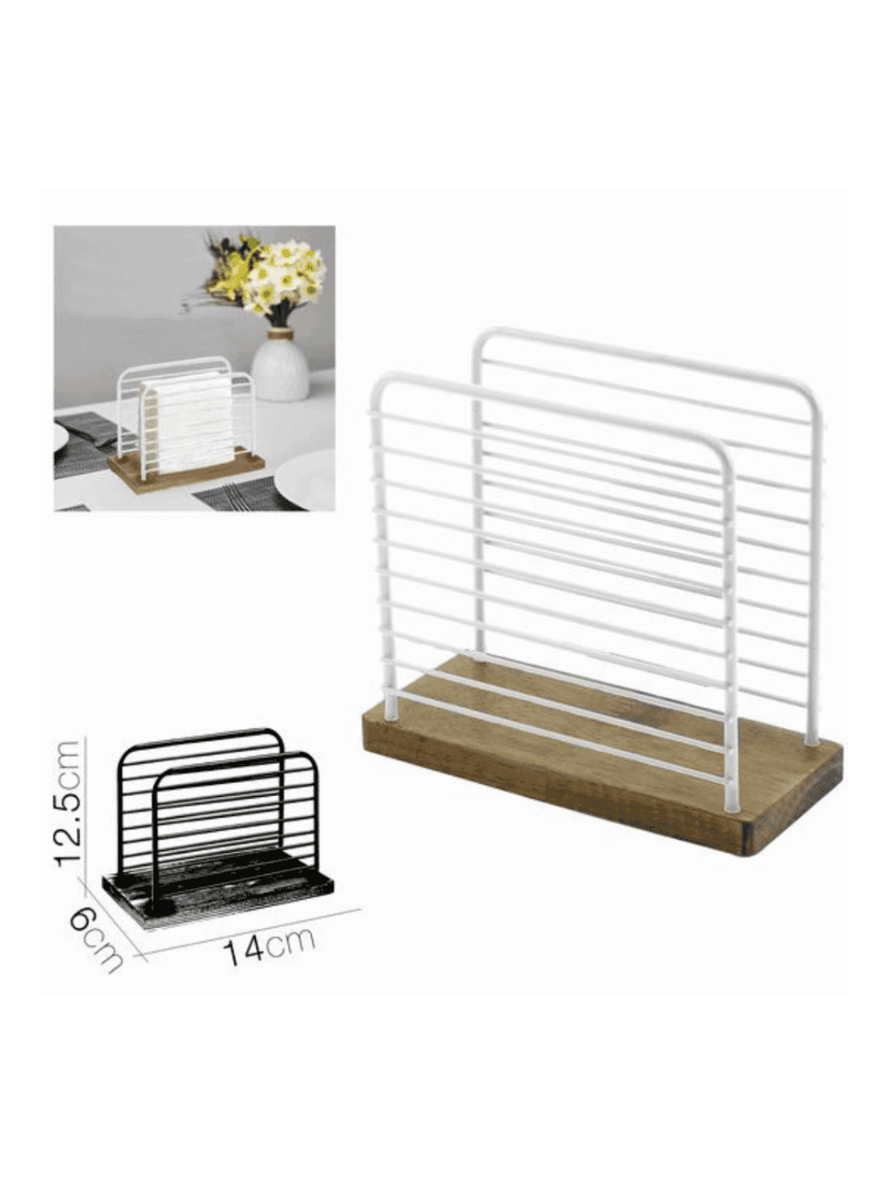 Porta-guardanapos em metal branco Minaia para mesa da Eurokasa